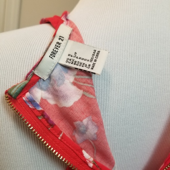 Forever 21 Red Floral Flare Summer Dress - Picture 7 of 7
